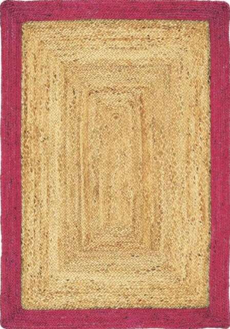 Bordered Raspberry Jute Rug - image 1