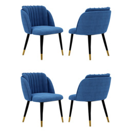 Milano velvet dining chair - Blue/Chrome / Set of 4