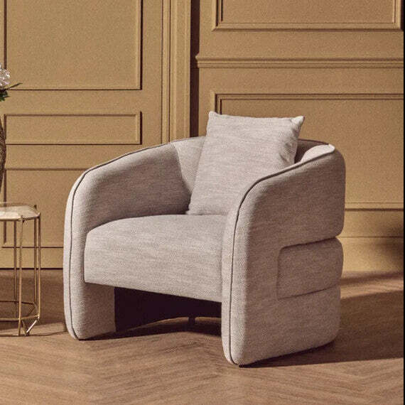 Bilani Grey Linen Effect Curved Chair - image 1