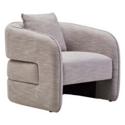 Bilani Grey Linen Effect Curved Chair - thumbnail 4