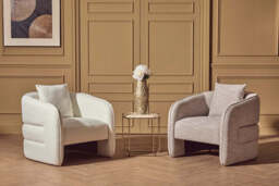 Bilani Grey Linen Effect Curved Chair - thumbnail 3