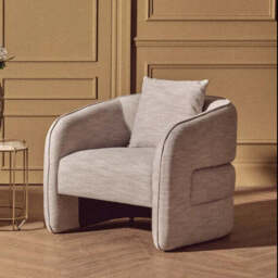 Bilani Grey Linen Effect Curved Chair - thumbnail 1