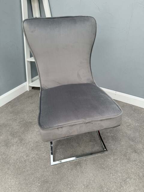 Trafalgar Velvet Dining Chair - Dark Grey - image 1