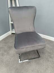 Trafalgar Velvet Dining Chair - Dark Grey - thumbnail 1