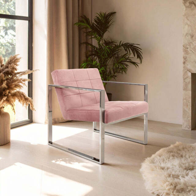 Vogue Pink Velvet Lounge Chair - image 1