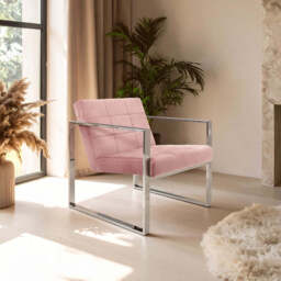 Vogue Pink Velvet Lounge Chair - thumbnail 1