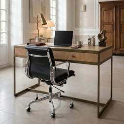 Oak Veneer 2 Drawer Desk - Grenoble