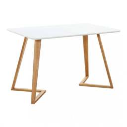 Dallas Scandinavian-inspired Dining Table -Easy Clean Wooden Table Top with Wooden Legs - thumbnail 1
