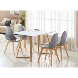 Dallas Scandinavian-inspired Dining Table -Easy Clean Wooden Table Top with Wooden Legs - thumbnail 5