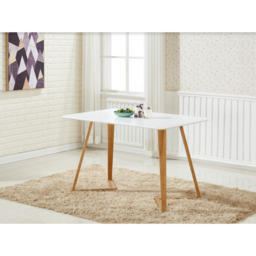 Dallas Scandinavian-inspired Dining Table -Easy Clean Wooden Table Top with Wooden Legs - thumbnail 2