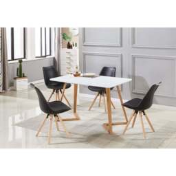 Dallas Scandinavian-inspired Dining Table -Easy Clean Wooden Table Top with Wooden Legs - thumbnail 6
