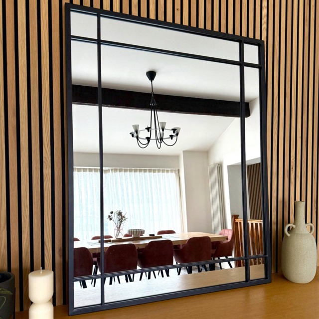 Aimi - Black Metal Rectangle Window Mirror - 95cm x 120cm. - image 1
