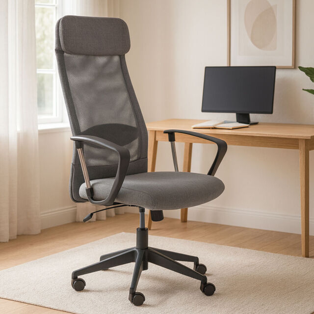 Brent Grey Mesh and Fabric High Back Home Office Chair - image 1