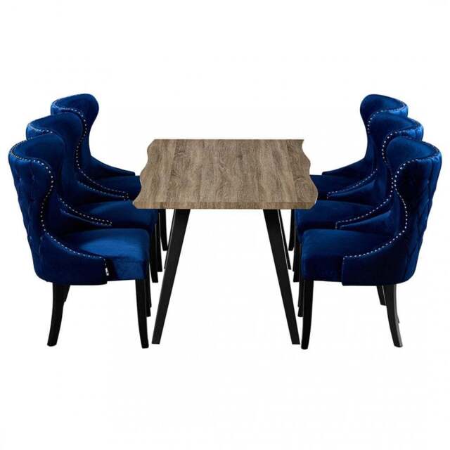 Mayfair Rocco Lux Dining Set - Blue / Set of 6