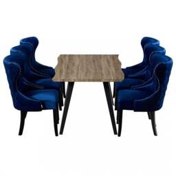 Mayfair Rocco Lux Dining Set - Blue / Set of 6