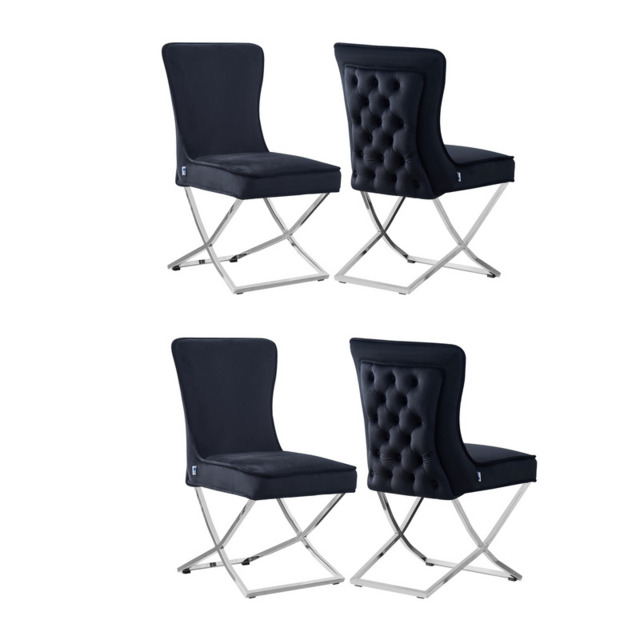 Trafalgar Velvet Dining Chair - Black / Set of 4