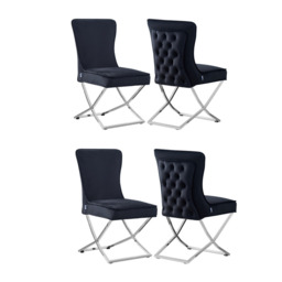 Trafalgar Velvet Dining Chair - Black / Set of 4