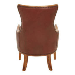 Kendari Brown Cow Leather and Teak Wood Frame Chair - thumbnail 4