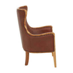 Kendari Brown Cow Leather and Teak Wood Frame Chair - thumbnail 3