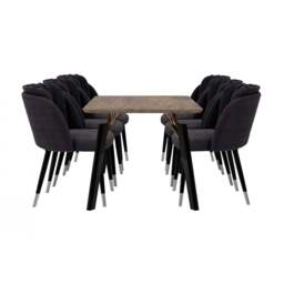Milano Cosmo LUX Dining Set - a Walnut Dining Table & 6 Dining Chairs with Silver End Caps - thumbnail 1