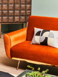 Hatton Burnt Orange Velvet Sofa Bed - thumbnail 3