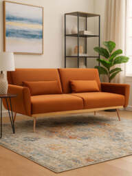 Hatton Burnt Orange Velvet Sofa Bed - thumbnail 4