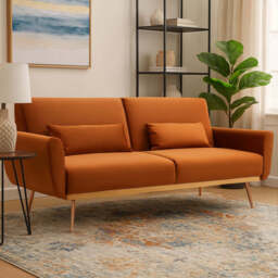 Hatton Burnt Orange Velvet Sofa Bed - thumbnail 1