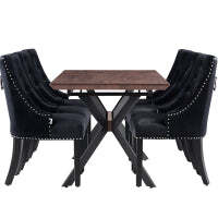 Windsor Blaze Lux Dining Set - Black / Walnut