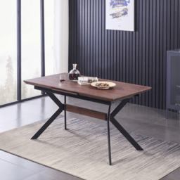 Milano Blaze LUX Extendable Dining Set - a Walnut Extendable Dining Table & 4 Velvet Dining Chairs with Gold End Caps - thumbnail 3