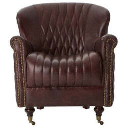 Victor Brown Leather Winged Back Armchair - thumbnail 2