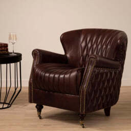 Victor Brown Leather Winged Back Armchair