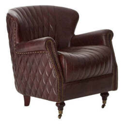 Victor Brown Leather Winged Back Armchair - thumbnail 4