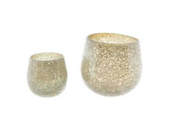 DIVA Glass HURRICANE Candleholder - AMBER BUBBLES / H17 x D16cm