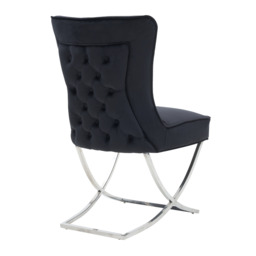 Trafalgar Tufted Velvet Dining Chair – Diamond Back & Chrome Silver Legs - thumbnail 6