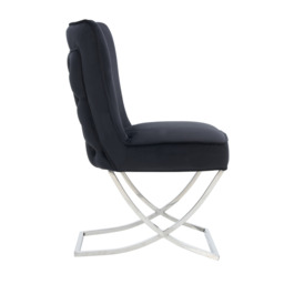 Trafalgar Tufted Velvet Dining Chair – Diamond Back & Chrome Silver Legs - thumbnail 5