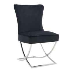 Trafalgar Tufted Velvet Dining Chair – Diamond Back & Chrome Silver Legs - thumbnail 3