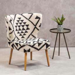 Cefena White and Black Berber Style Mango Wood Chair - thumbnail 3