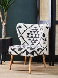 Cefena White and Black Berber Style Mango Wood Chair - thumbnail 5