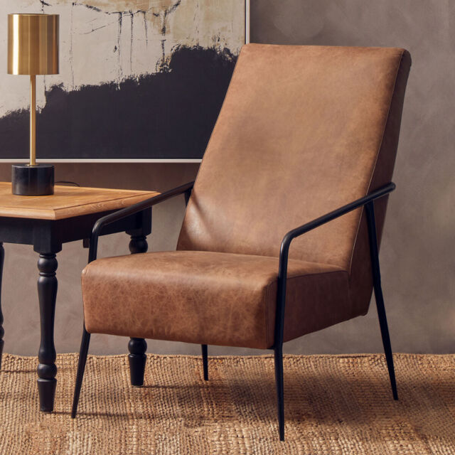 Hoxton Brown Leather Lounge Chair With Reclined Profile - image 1