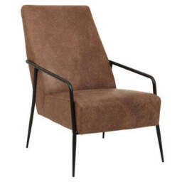 Hoxton Brown Leather Lounge Chair With Reclined Profile - thumbnail 4