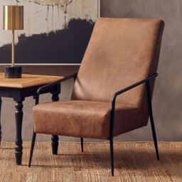 Hoxton Brown Leather Lounge Chair With Reclined Profile - thumbnail 1