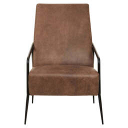 Hoxton Brown Leather Lounge Chair With Reclined Profile - thumbnail 2