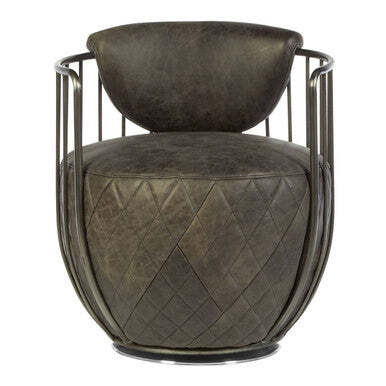 Hoxton Dark Grey Leather Swivel Tub Chair - image 1