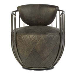 Hoxton Dark Grey Leather Swivel Tub Chair