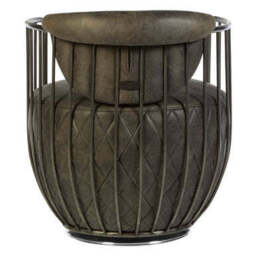 Hoxton Dark Grey Leather Swivel Tub Chair - thumbnail 4