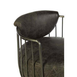 Hoxton Dark Grey Leather Swivel Tub Chair - thumbnail 5