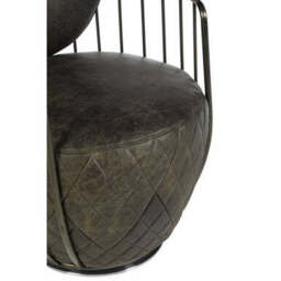 Hoxton Dark Grey Leather Swivel Tub Chair - thumbnail 6