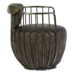 Hoxton Dark Grey Leather Swivel Tub Chair - thumbnail 3
