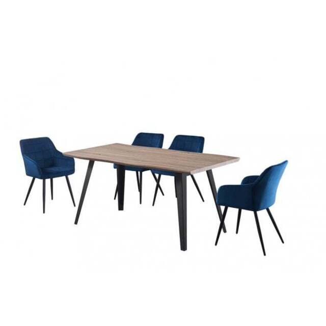 Camden Rocco LUX Dining Set - Royal Blue / Walnut