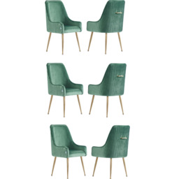 Soho LUX Velvet Dining Chair - Green / Set of 6